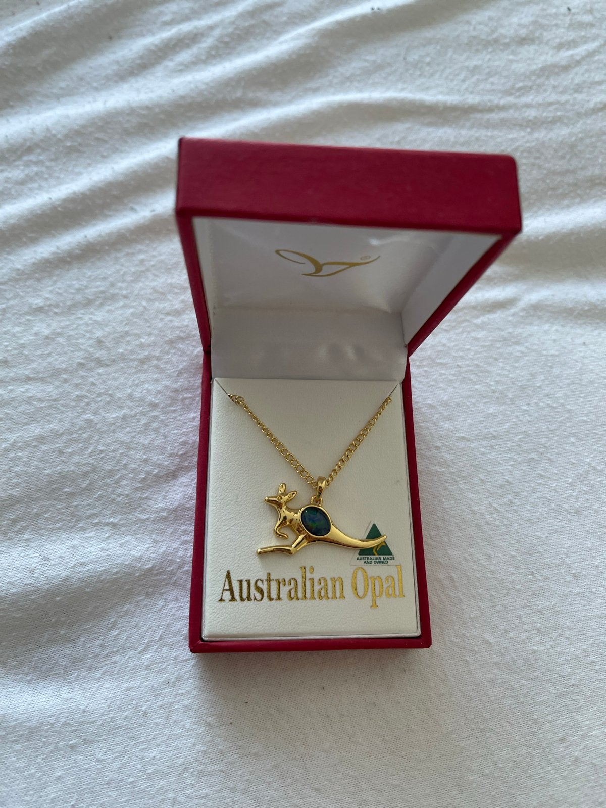 Gouden Kangoeroe Ketting met Australische Opaal, Ophalen, Nieuw, Goud, Met edelsteen