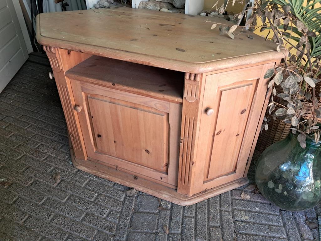 Houten TV hoekkast, Ophalen, Gebruikt, 100 tot 150 cm, Minder dan 100 cm