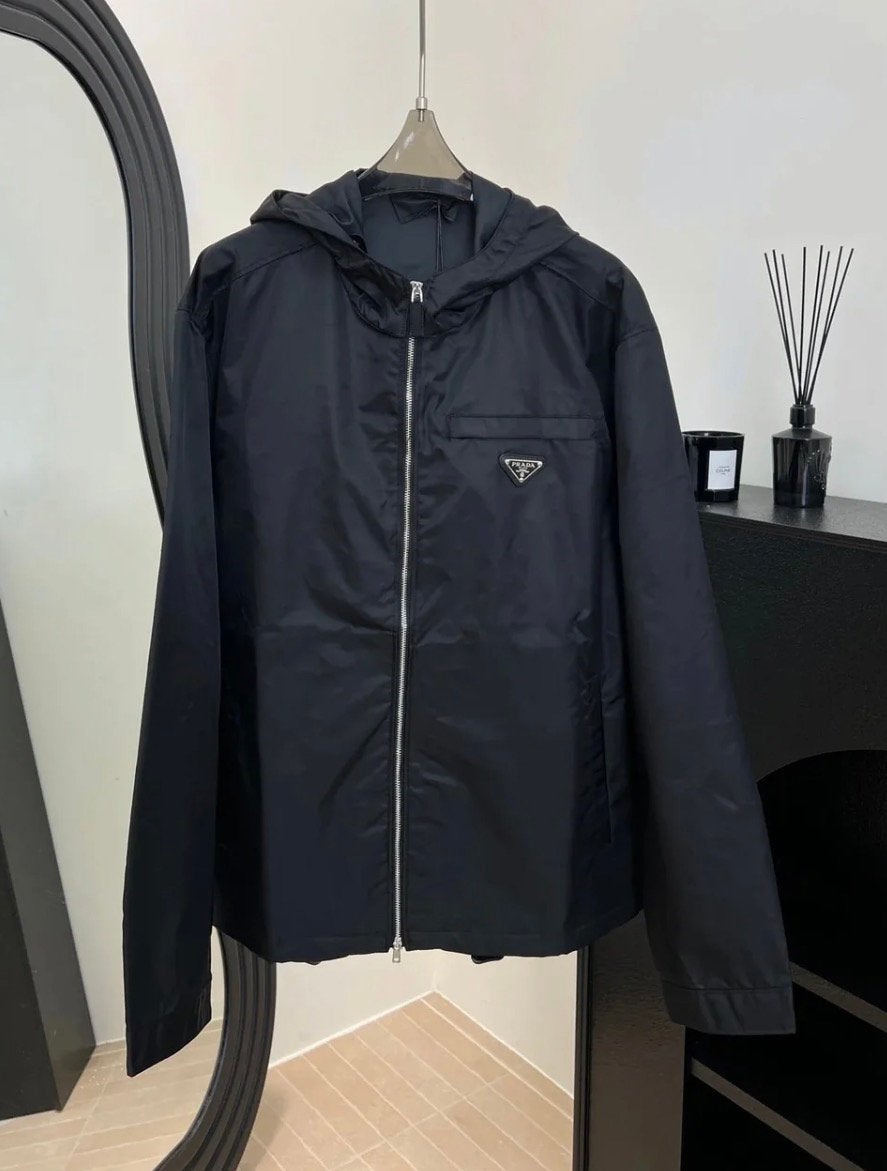 Prada Re-Nylon hooded blouson jacket, Ophalen of Verzenden, Zo goed als nieuw, Zwart