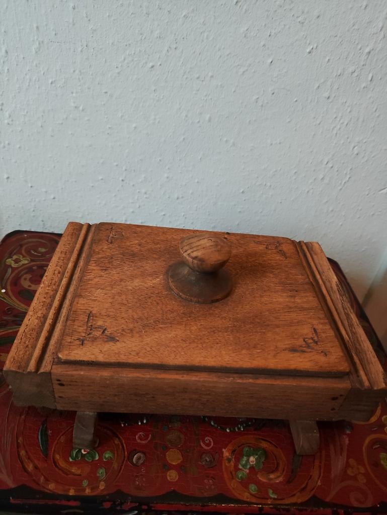 Prachtige antieke houten sieradendoos, Antiek en Kunst, Verzenden