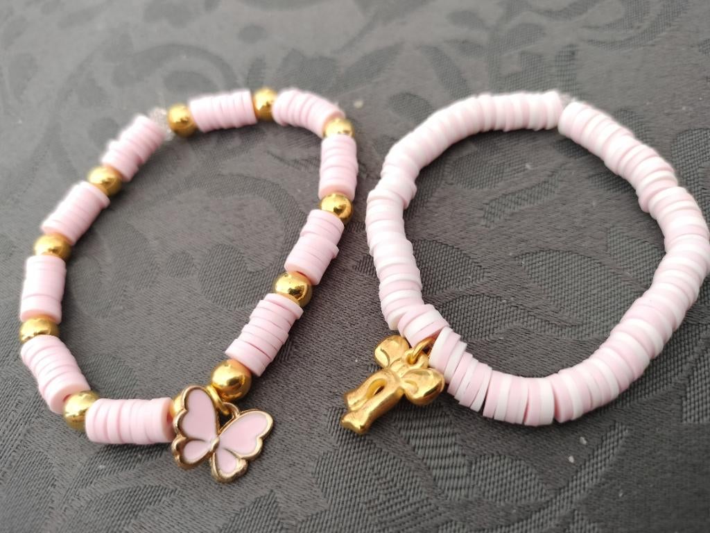 Zelfgemaakte armbandjes, Sieraden, Tassen en Uiterlijk, Armbanden, Nieuw, Ophalen of Verzenden, Elastiek, Roze