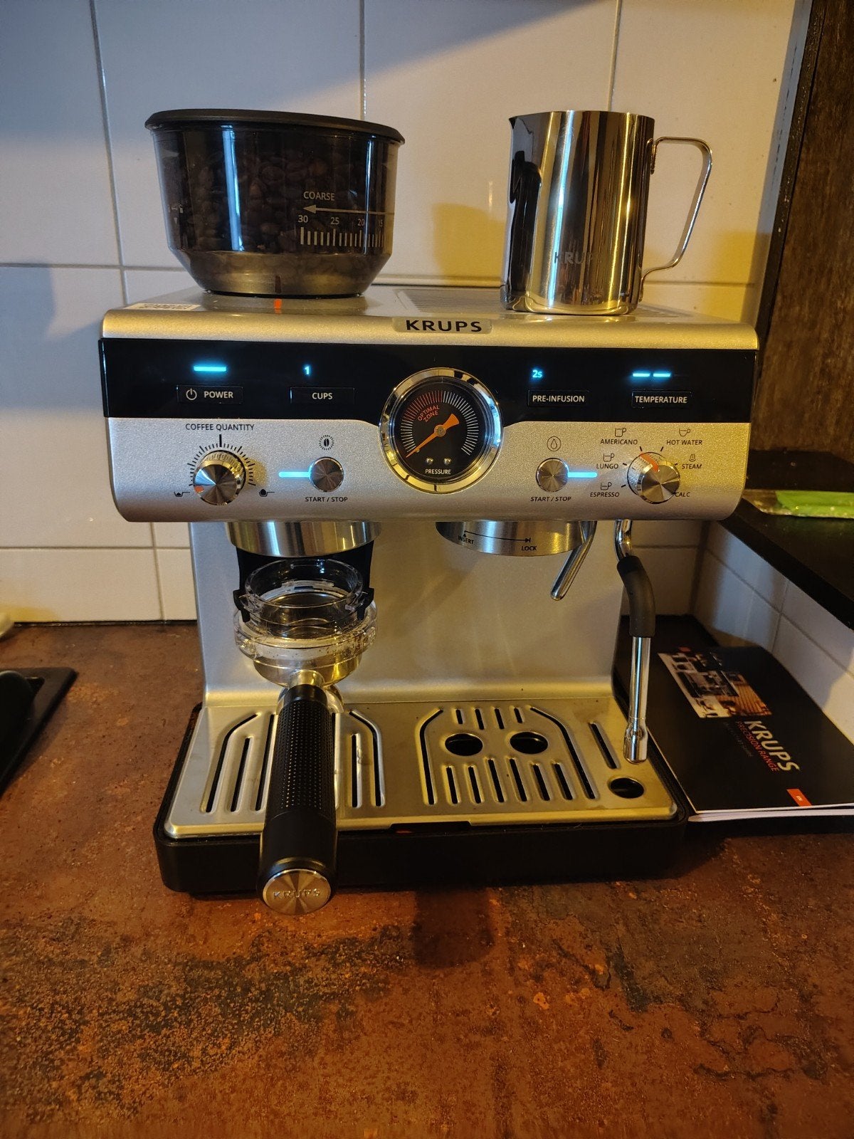 Krups Precision XP801T10 barista-machine, Espresso apparaat, Koffiebonen, Zo goed als nieuw, Ophalen