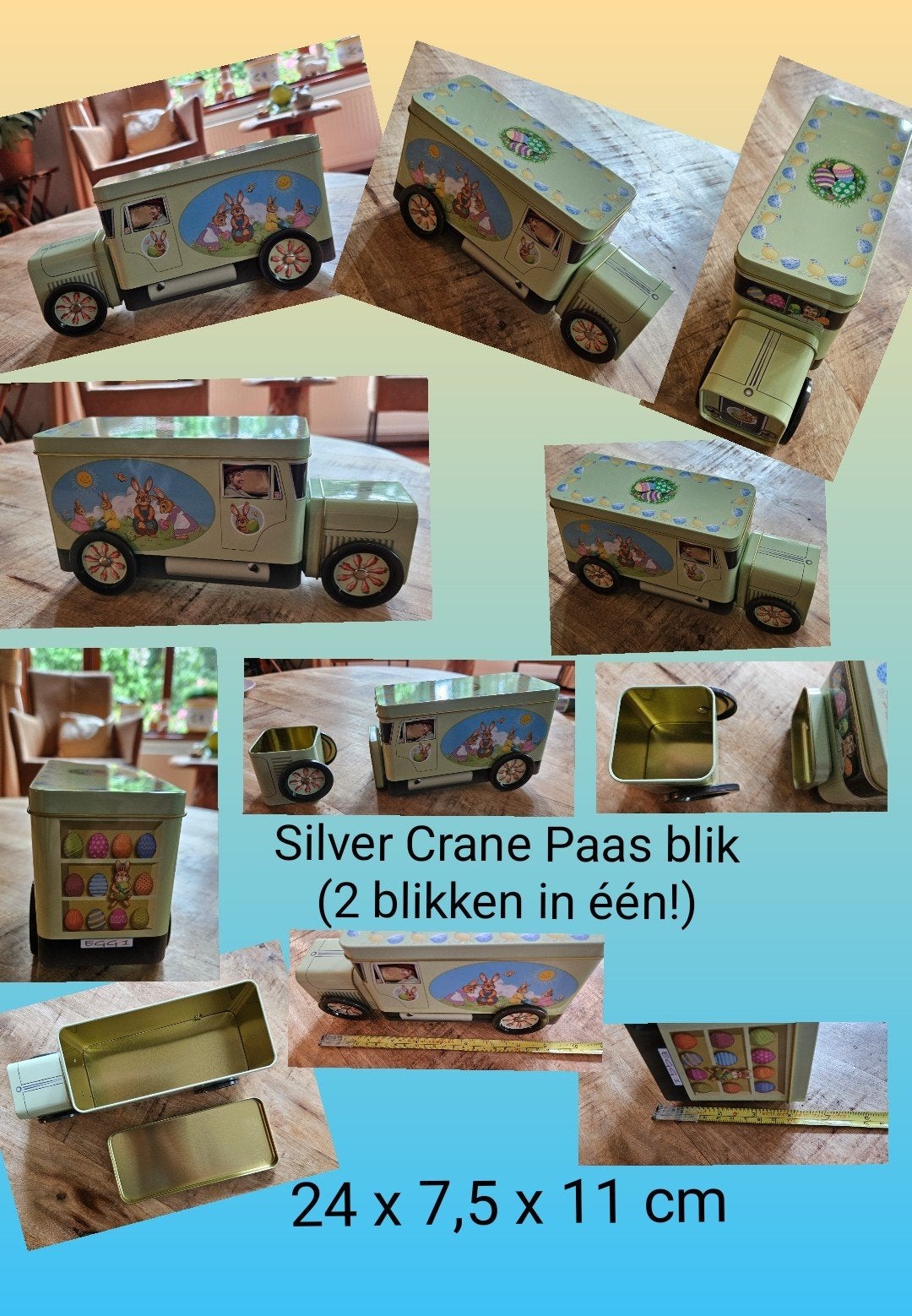 Silver Crane Paas vrachtwagen uniek bewaarblik 24x7,5x11 cm, Ophalen of Verzenden, Zo goed als nieuw, Koek(jes)