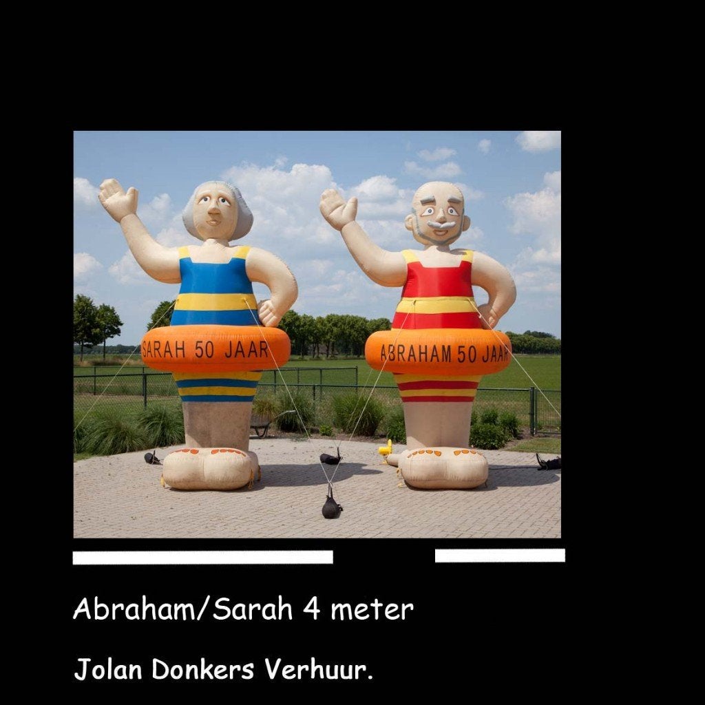 Te huur opblaas Abraham en Sarah, Ophalen of Verzenden, Zo goed als nieuw, Abraham of Sarah