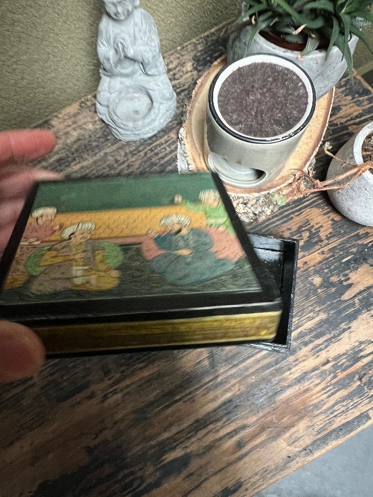 India handbeschilderd Indiase vintage doosje kistje, Verburgt Vintage, Gebruikt, Ophalen of Verzenden, https://verburgtvintage.nl/#contact