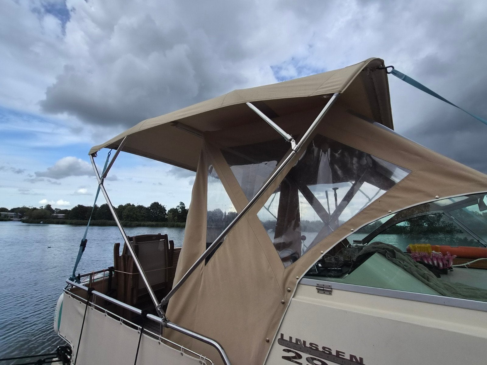 Bimini voor motorjacht - Beige, Watersport en Boten, Ophalen, Gebruikt, Overige typen