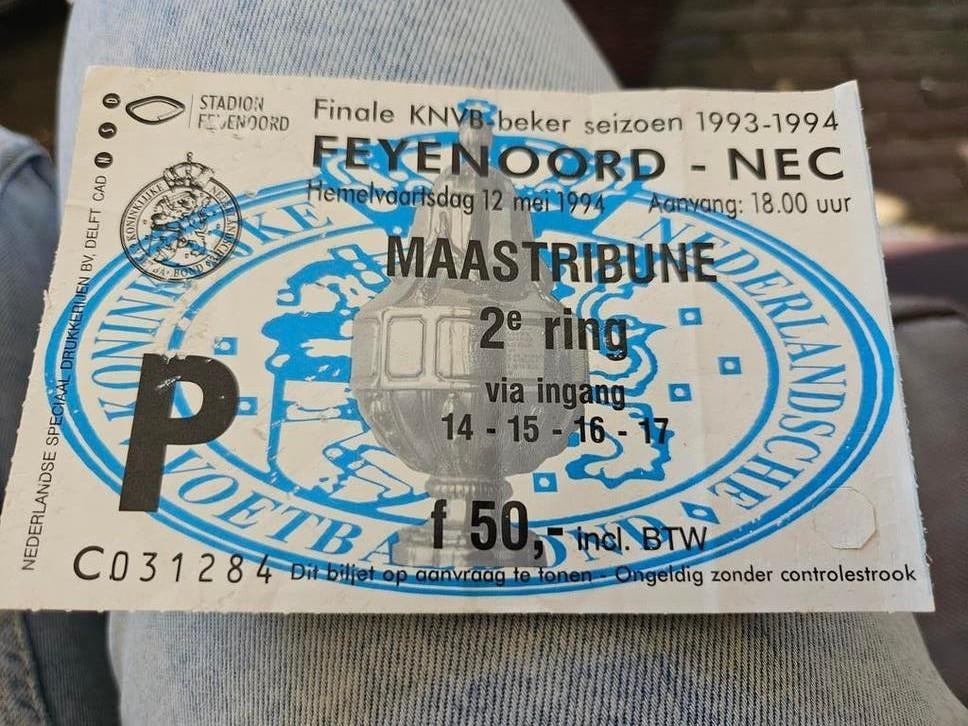 Feyenoord beker 1993 / 1994 kaartje, Ophalen of Verzenden, Feyenoord, Overige typen