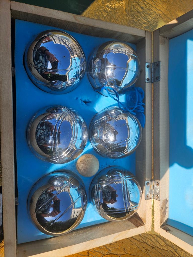 Jeu de boules set - compleet met 6 ballen en but, Sport en Fitness, Ophalen, Gebruikt