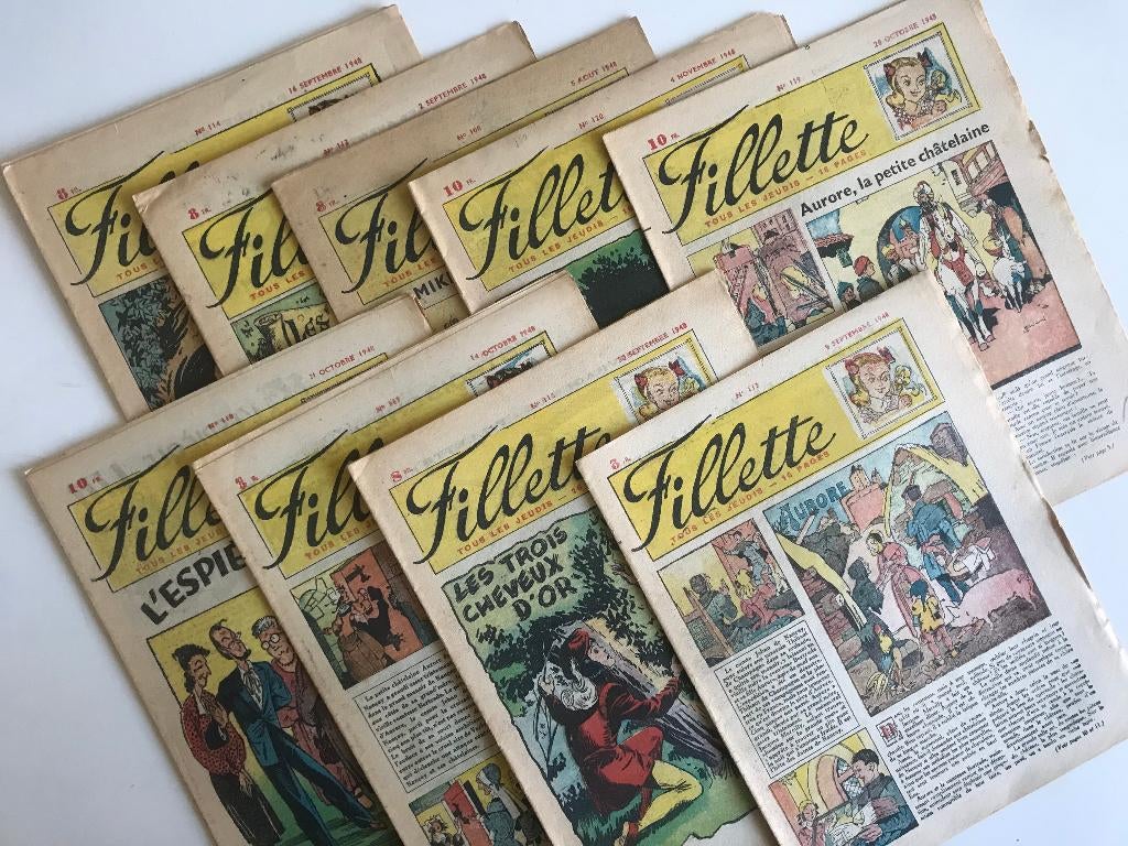 Magazine Fillette, Tous les jeudis, 1948, Meerdere stripboeken, Ophalen of Verzenden, Gelezen