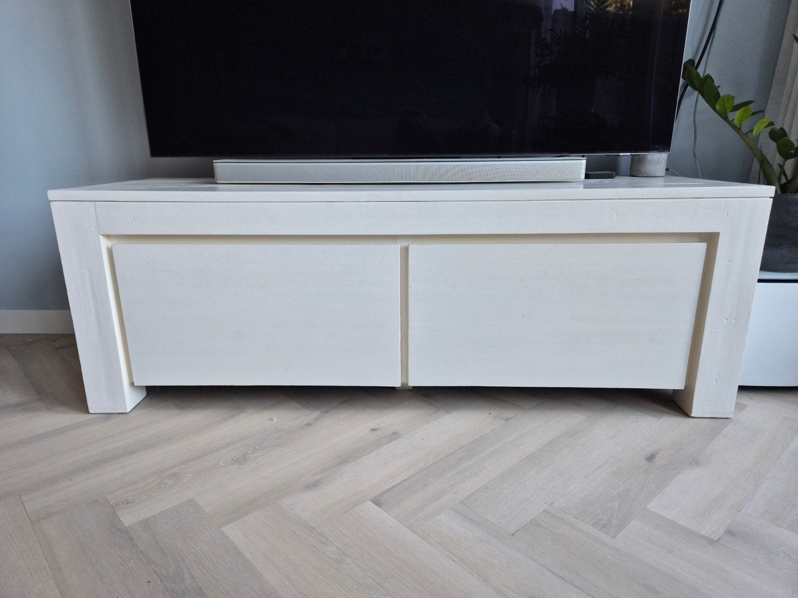 TV meubel   tv kast  wit hout, Ophalen, 150 tot 200 cm, Zo goed als nieuw, Minder dan 100 cm