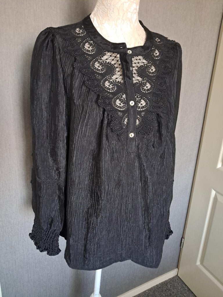 Blouse Poools  Kleur : Zwart Maat : 40 splinter NIEUW, Maat 38/40 (M), Zwart, Nieuw, Ophalen of Verzenden