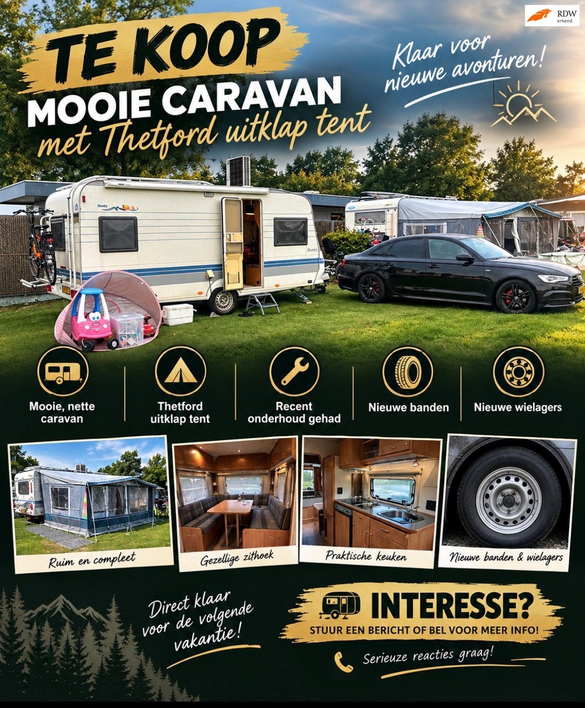 Hobby 12 Hobby Excellent caravan – nette & complete carava, Caravans en Kamperen, Hobby, Bedrijf, Douche, 1000 - 1250 kg