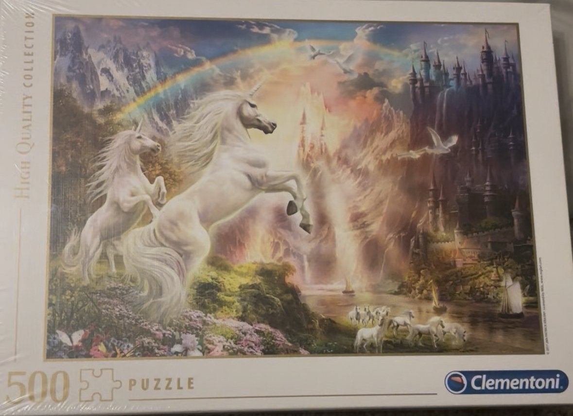 Unicorn puzzel 500 stukjes Clementoni, Ophalen of Verzenden, 500 t/m 1500 stukjes, Zo goed als nieuw