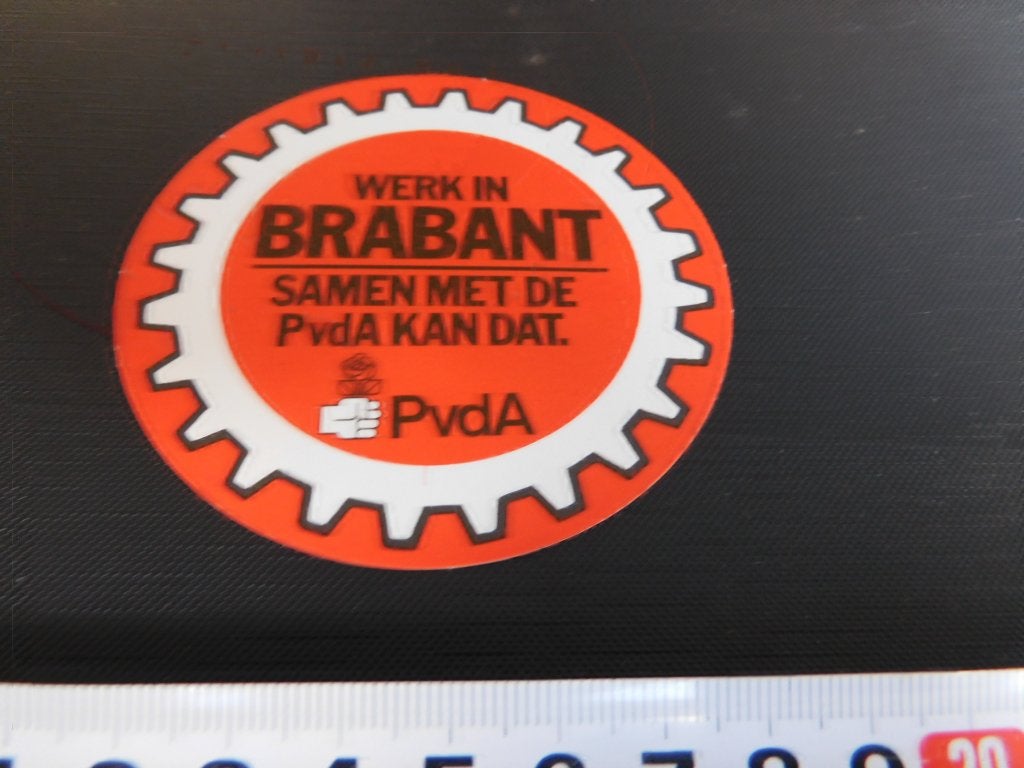 sticker werk in brabant samen met de PvdA kan dat, Ophalen, Zo goed als nieuw