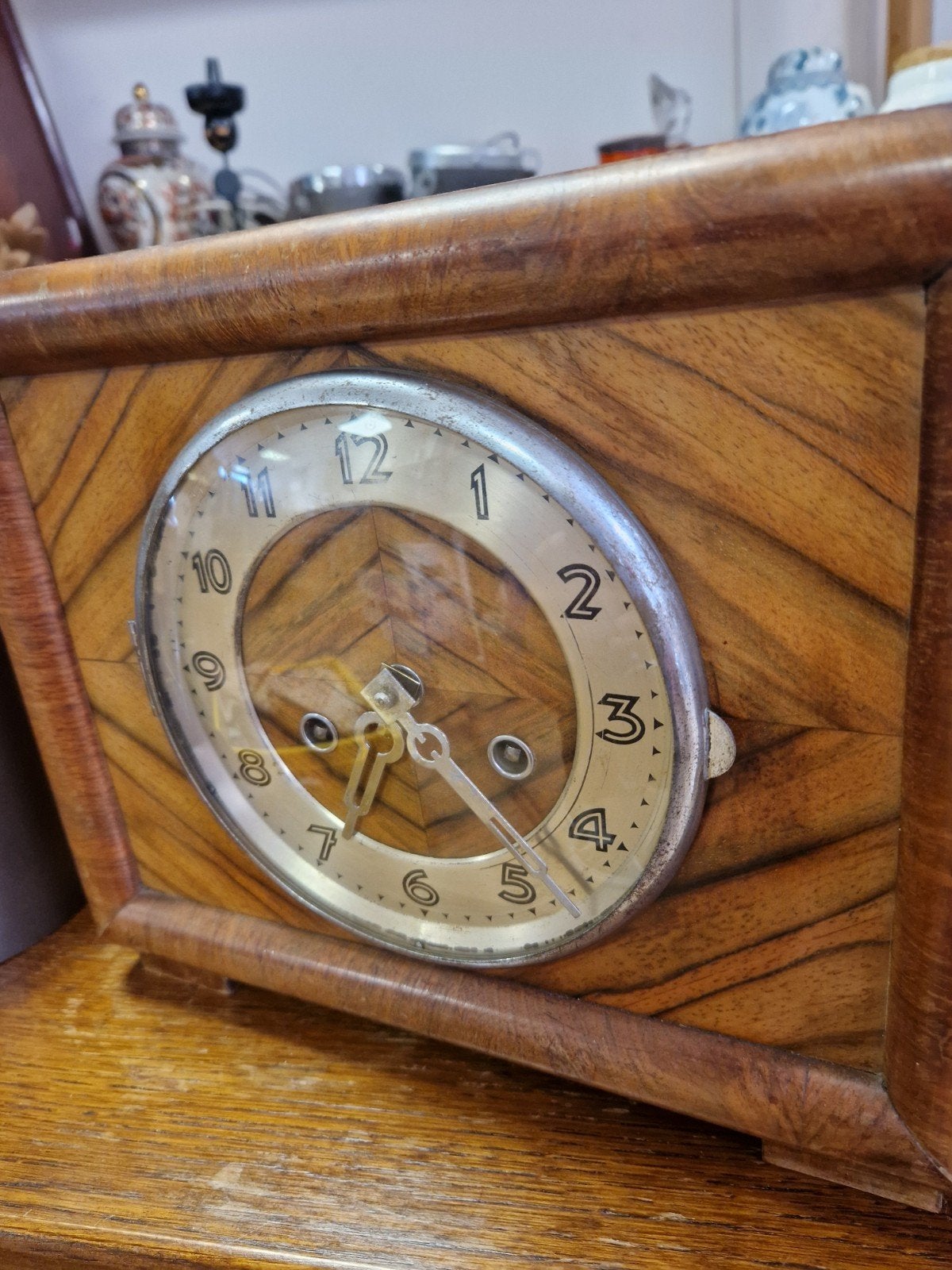 Antieke houten tafelklok uit 1923, gemaakt door H.W.v. Blerk, Ophalen of Verzenden