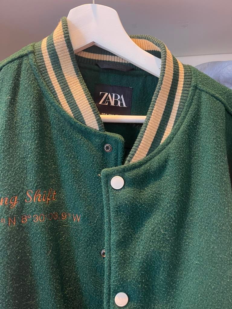 Zara heren baseball jack, M, Ophalen of Verzenden, Gedragen, Maat 48/50 (M), Groen