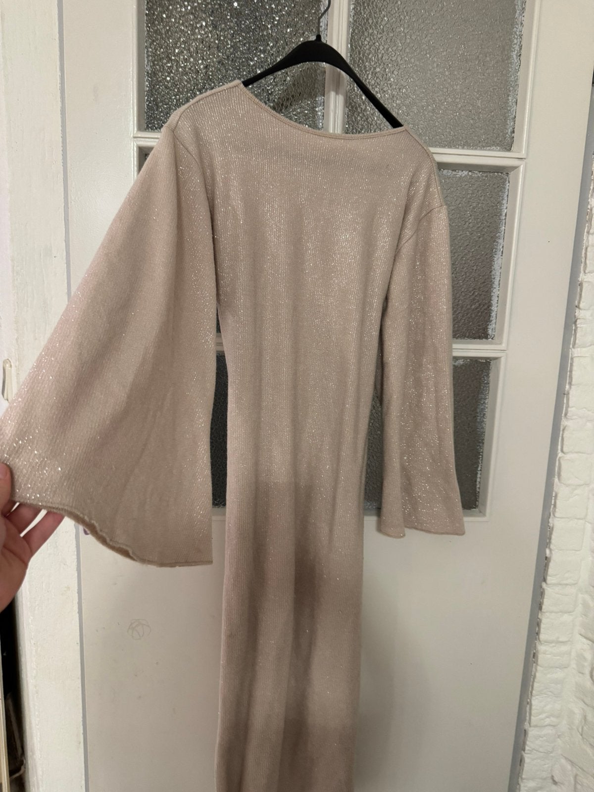 Dames glitter jurk met wijde mouwen maat M, Kleding | Dames, Jumpsuits, Ophalen of Verzenden, Zo goed als nieuw, Maat 38/40 (M)