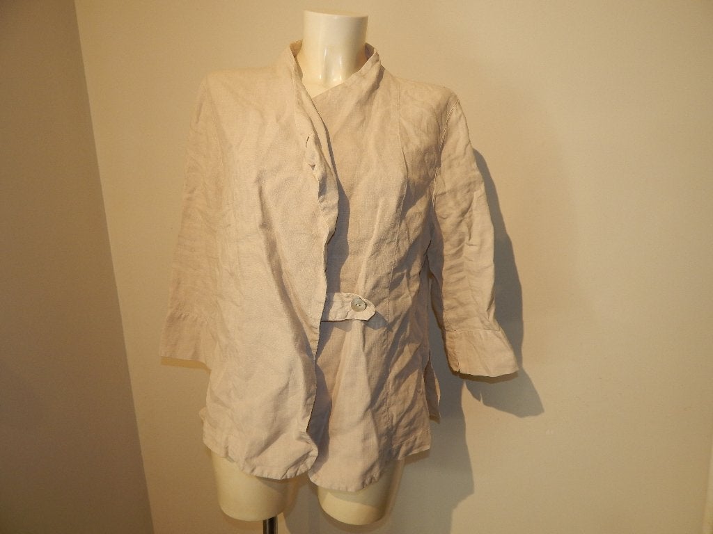 Oska linnen jasje overslag model beige zand tint L, Verzenden, Beige, Maat 42/44 (L), Jasje