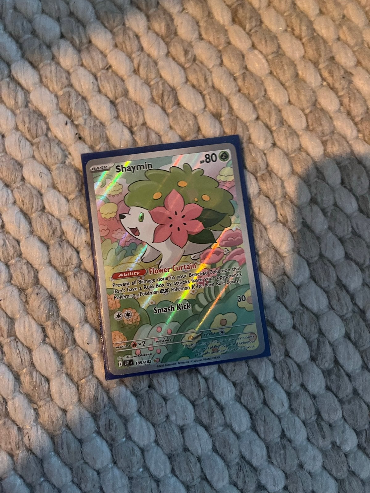 Shaymin Pokémon Kaart - Flower Curtain (Foil), Ophalen, Zo goed als nieuw, Losse kaart, Foil