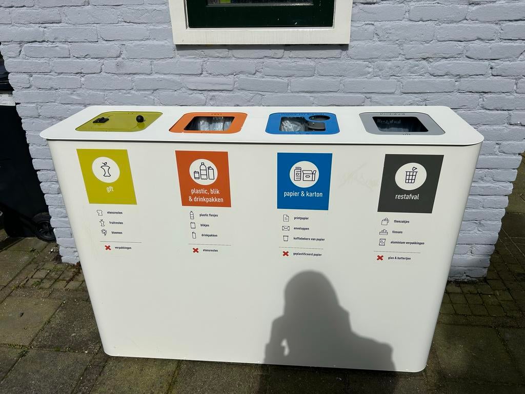 Afvalscheidingsbak 4 vakken - GFT, Plastic, Papier, Restafva, Huis en Inrichting, Woonaccessoires | Prullenbakken, Ophalen, Kunststof