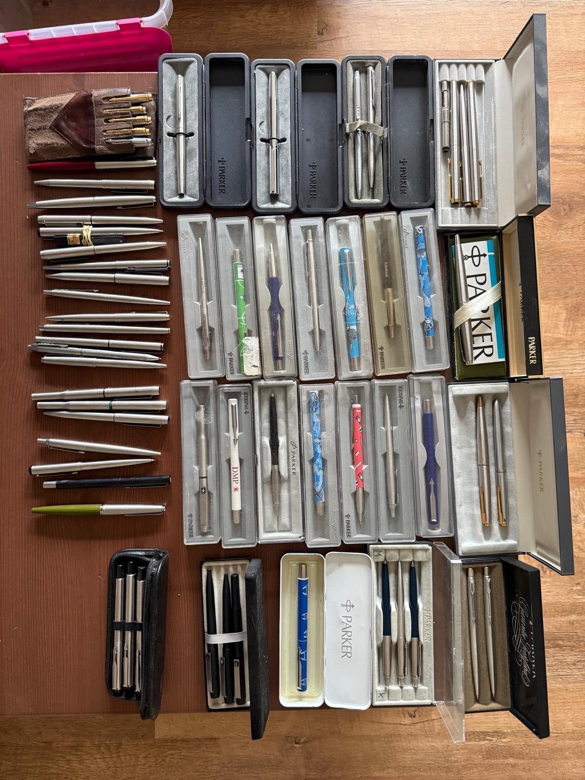 Grote collectie Parker pennen en pennensets, Pennenset, Gebruikt, Parker, Met doosje