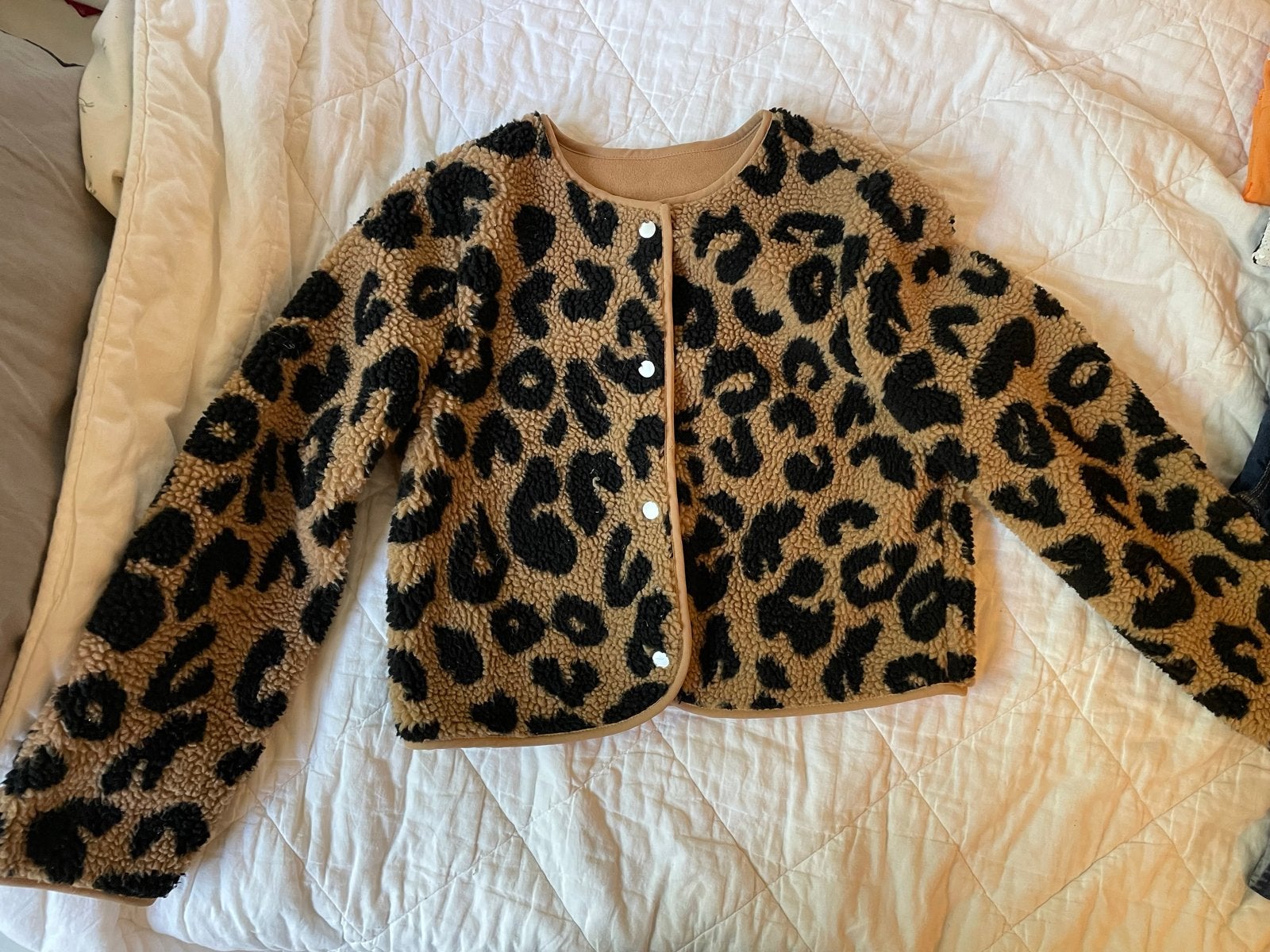 Leopard print teddy jasje, Ophalen, Zo goed als nieuw, Maat 36 (S), Meerkleurig