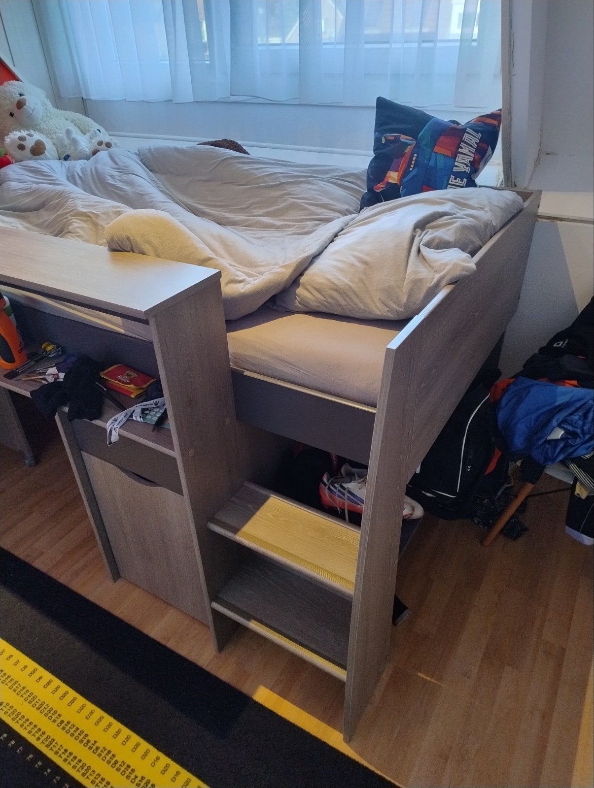 Halfhoogslaper met bureau, zeer goede staat, incl. bedbodem, Ophalen, Hoogslaper of Stapelbed, 180 cm of meer, 100 cm of meer