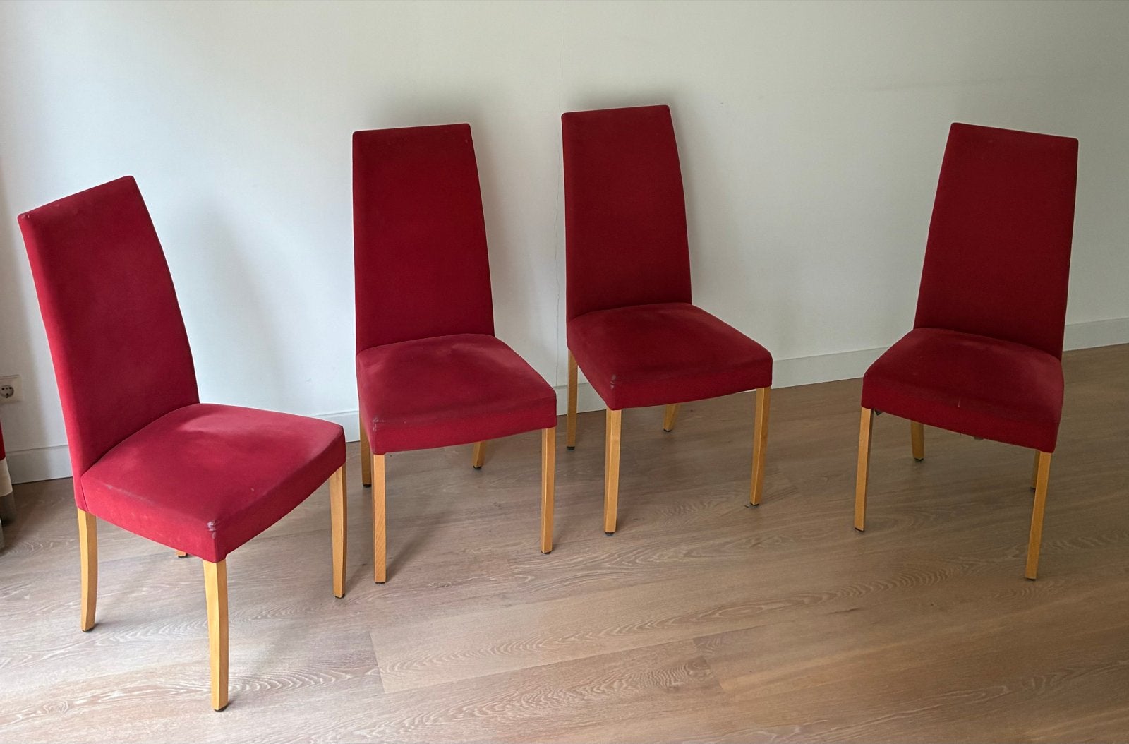 Set van 4 rode eetkamerstoelen, Ophalen, Gebruikt, Vier, Rood