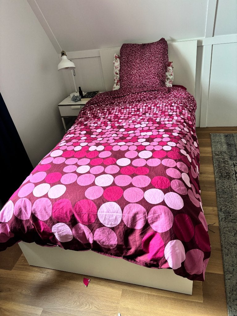 Eénpersoons bed, IKEA Malm wit, Ophalen, 90 cm, Eenpersoons, Wit