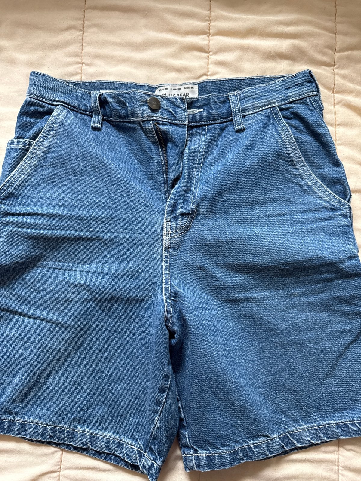Pull&Bear Carpenter Denim Shorts - Maat 38/40 (M), Maat 38/40 (M), Kort, Blauw, Ophalen of Verzenden