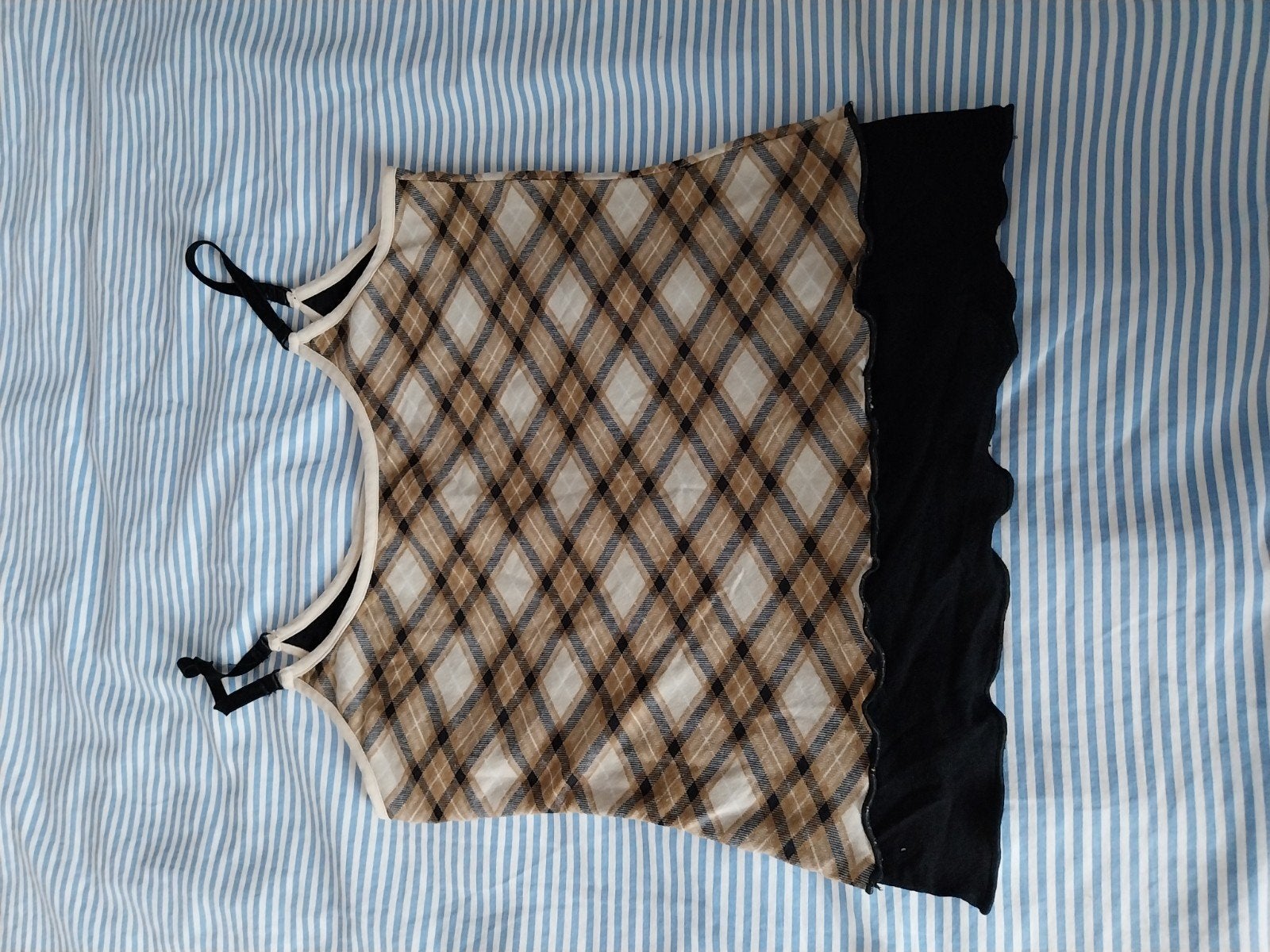 Geruite top met spaghettibandjes, Maat 38/40 (M), Bruin, Street One, Ophalen of Verzenden