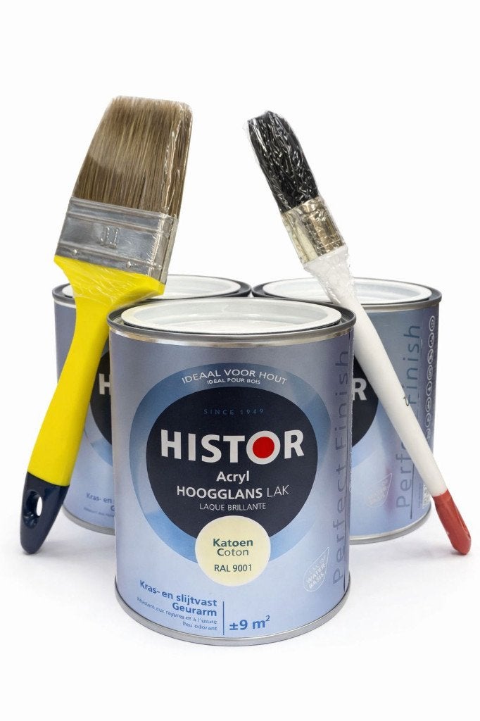 Histor Acryl Hoogglans RAL 9001 SET 3 x 0,75 l – nieuw, Verzenden, Wit, Nieuw, Lak