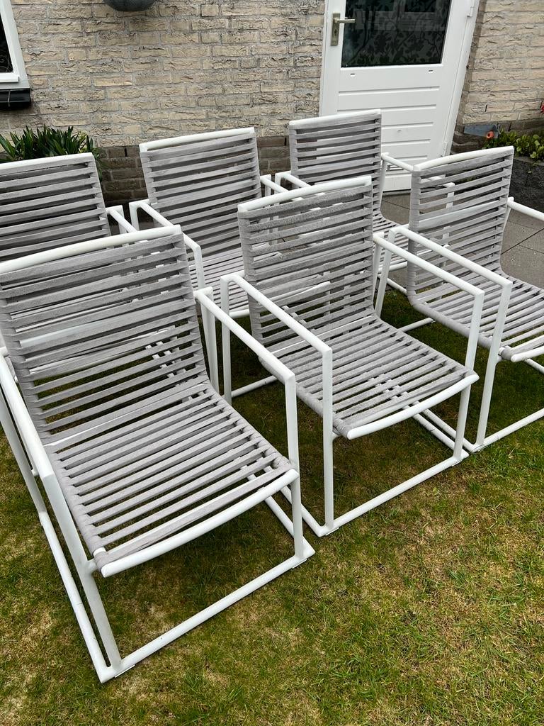 6 tuinstoelen, Tuin en Terras, Tuinstoelen, Ophalen, Gebruikt, Aluminium, Stapelbaar