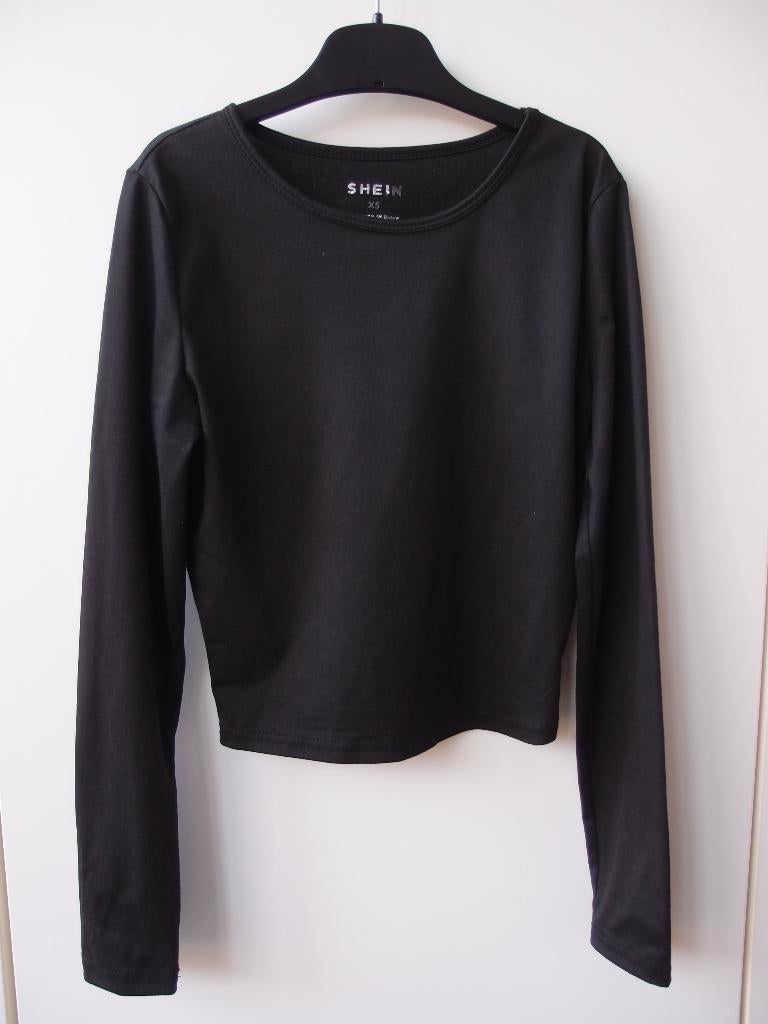 Erg mooie Shein meisjes dames top longsleeve crop top XS, Zwart, Ophalen of Verzenden, Zo goed als nieuw, Lange mouw