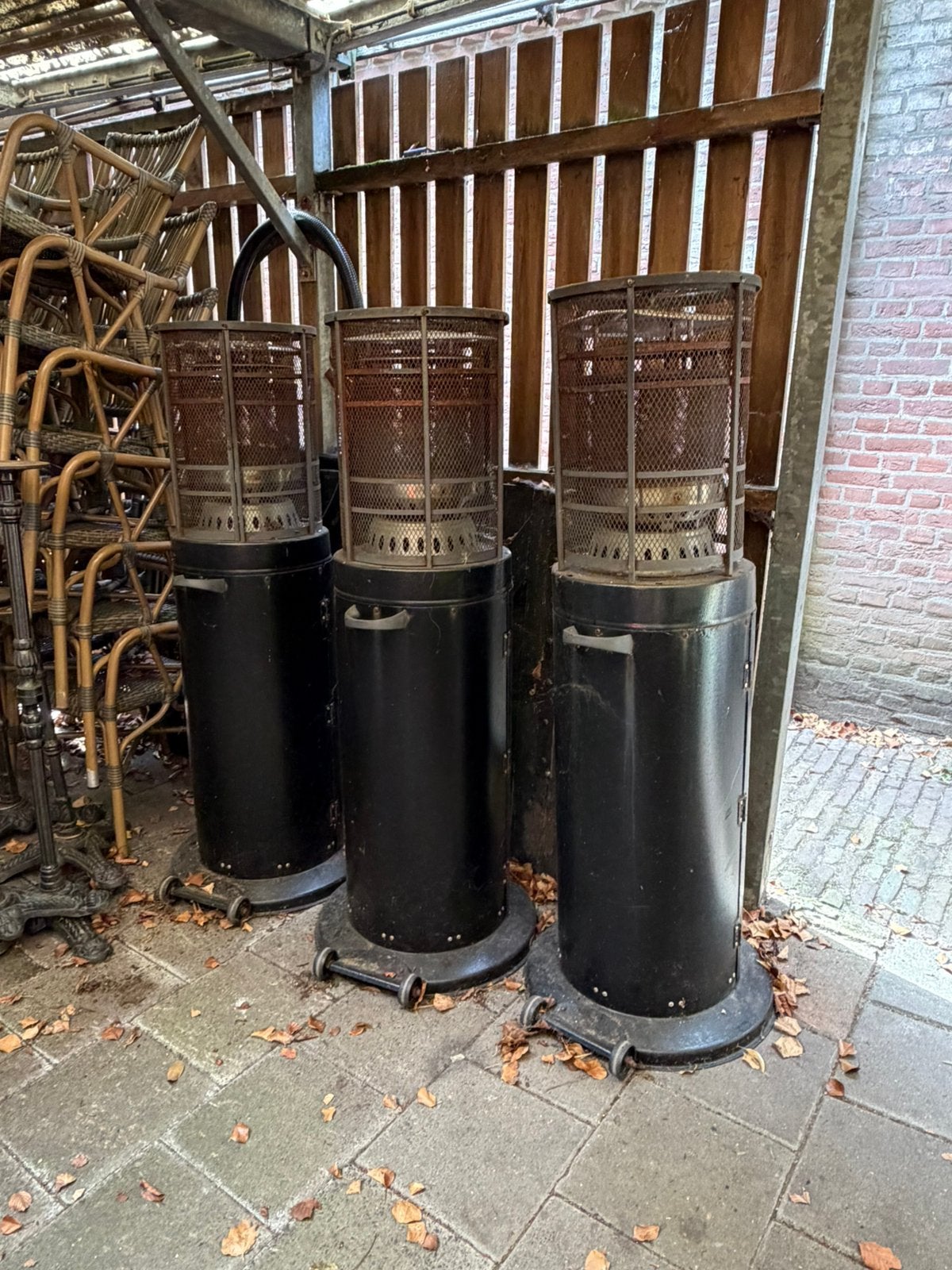 3 professionele terrasverwarmers – zwart – horeca/event, Tuin en Terras, Terrasverwarmers, Ophalen, Gebruikt