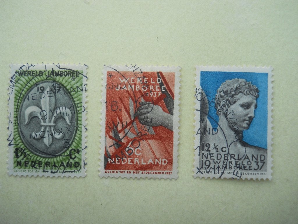 Nederland 1937 Wereld Jamboree serie stempel Bloemendaal, Ophalen of Verzenden, T/m 1940, Gestempeld