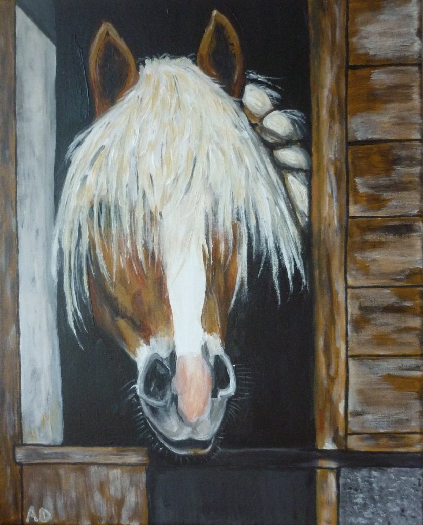 Paard, Antiek en Kunst, Acrylverf, Handgeschilderd, Ophalen of Verzenden, Dieren