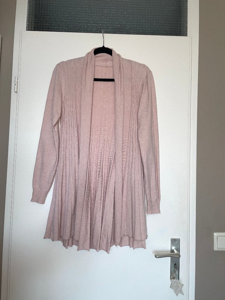Zacht roze comfy rib kort vest midi lange mouwen mt M, Maat 38/40 (M), Made in Italy, Ophalen of Verzenden, Zo goed als nieuw