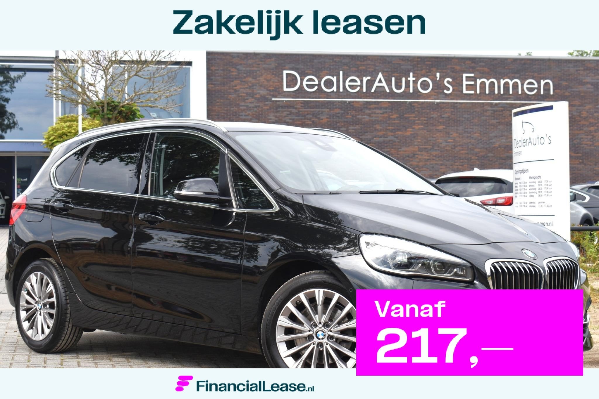 BMW 2-serie Active Tourer 220i Business Edition Plus, 4 cilinders, Zwart, 1390 kg, MPV
