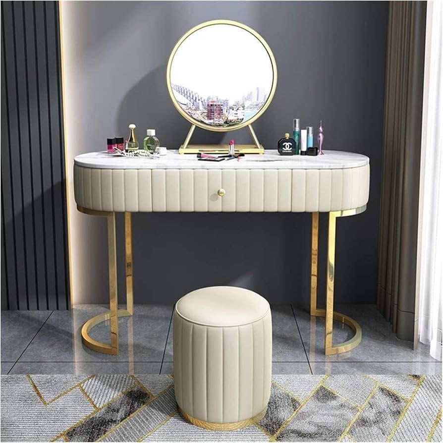 Vanity tafel bureautafel kaptafel goud marmer en lade, Ophalen, Zo goed als nieuw, 50 tot 100 cm, Minder dan 100 cm