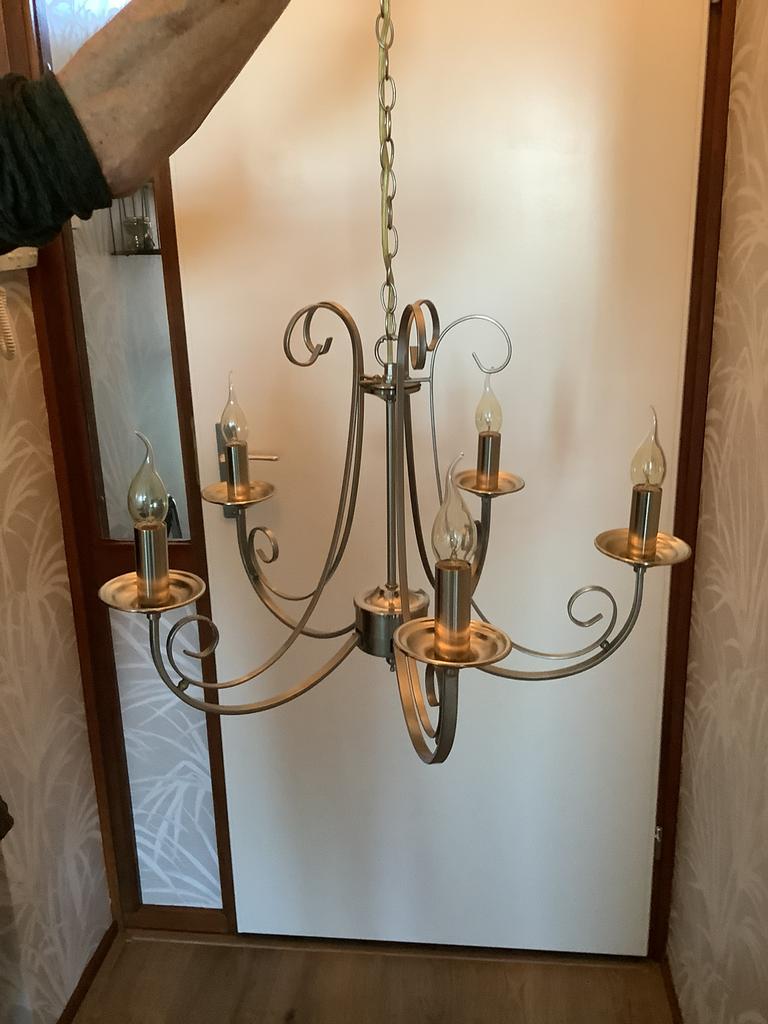 Mooie kroonluchter in goede staat met 5 flame lampjes, Ophalen, Zo goed als nieuw