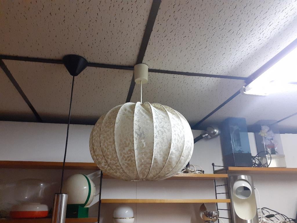 Hanglamp 40 cm jaren 70 vintage design stof gebloemd retro, Huis en Inrichting, Gebruikt, ?, Stof, Minder dan 50 cm