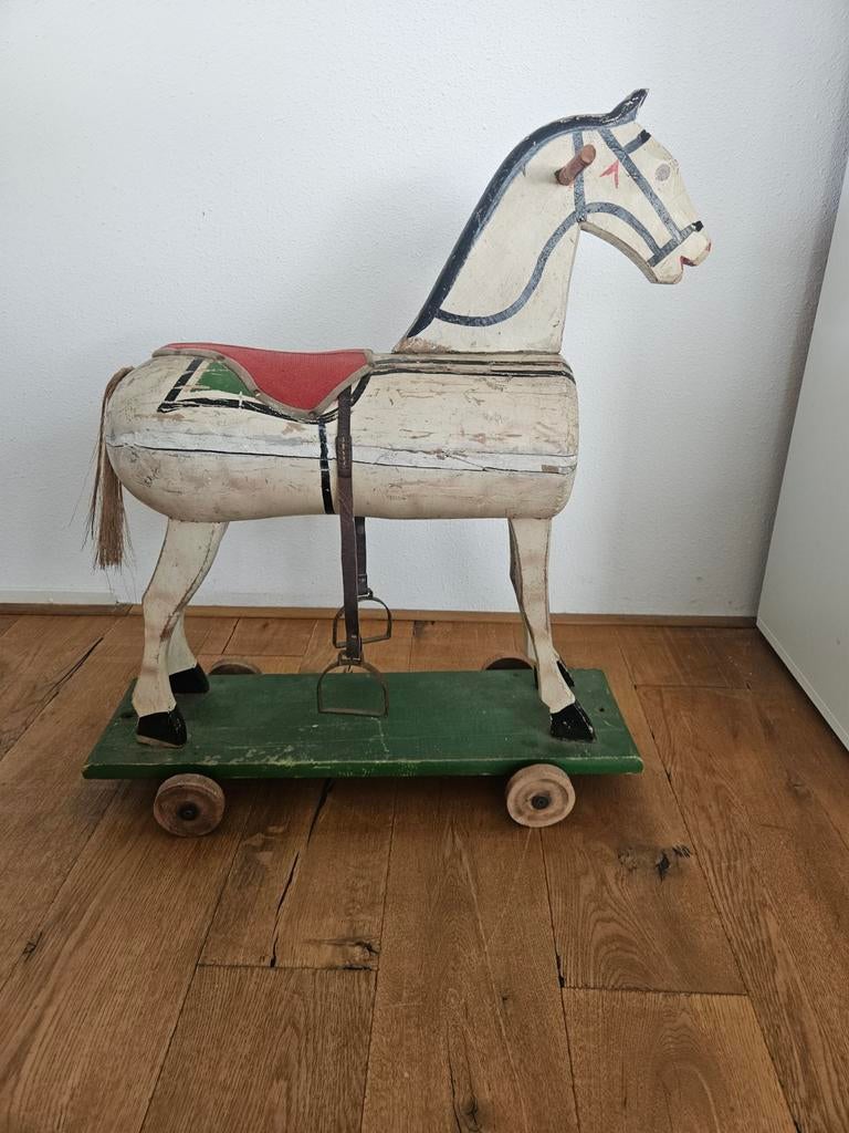 Vintage Brocante houten speelgoed paard Duitsland, Antiek en Kunst, Antiek | Speelgoed, Ophalen