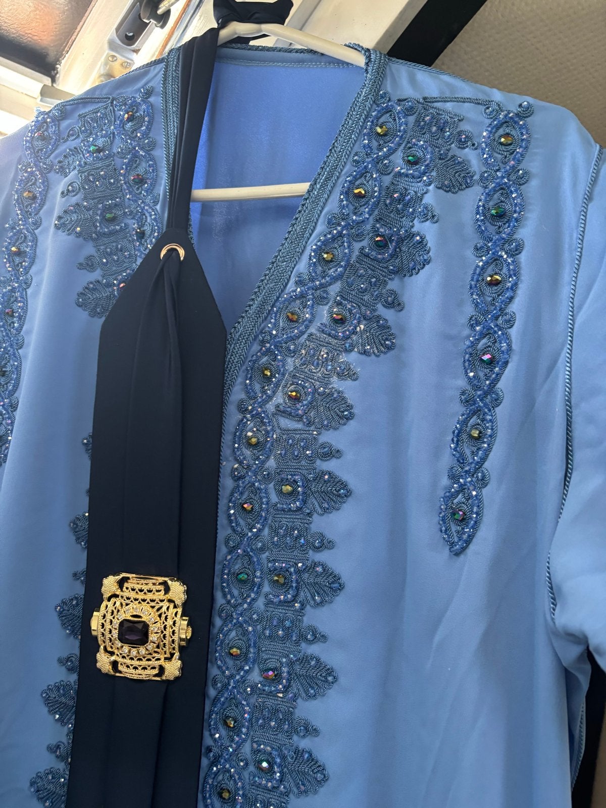 Traditionele Marokkaanse Oversized Jurk - Kaftan, Blauw, Maat 42/44 (L), Nieuw, Ophalen of Verzenden