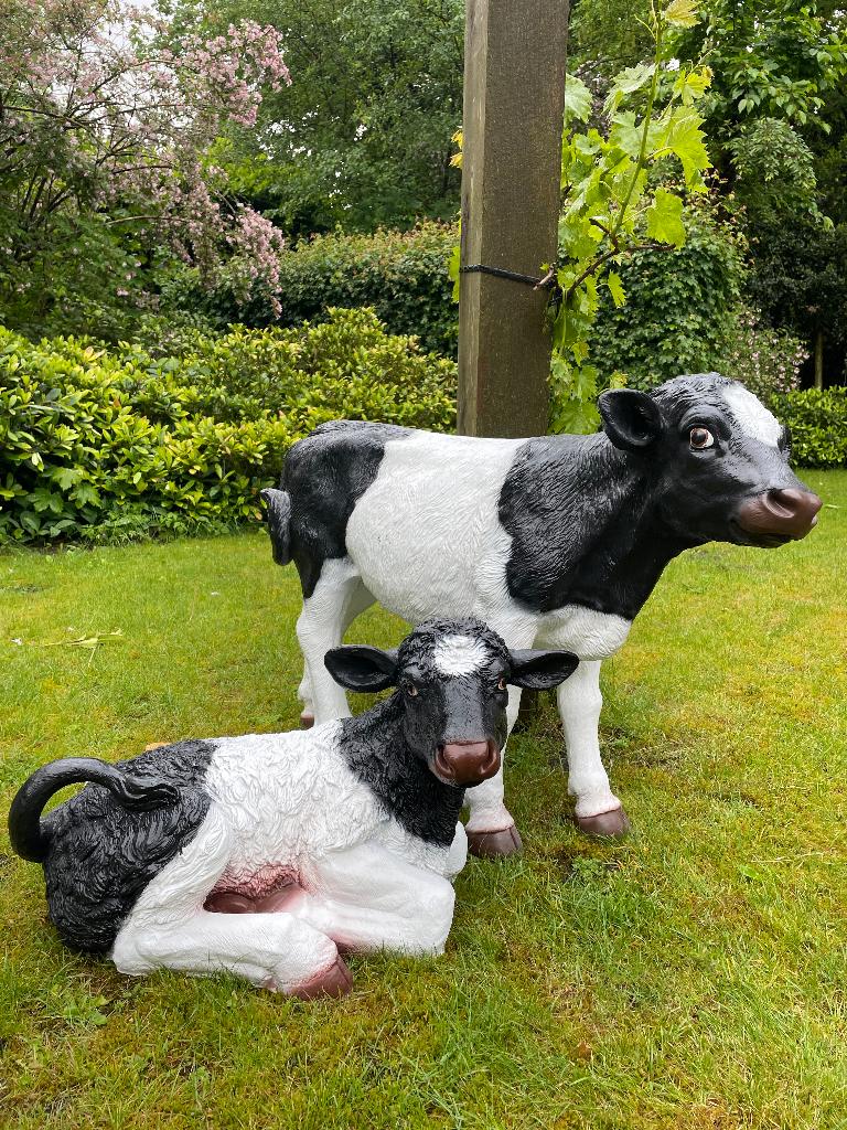 Kalf, koe, set boerderij, gazon, tuin, boerderij, 105/75 cm, Tuin en Terras, Tuinbeelden, Ophalen, Nieuw, Kunststof, Dierenbeeld