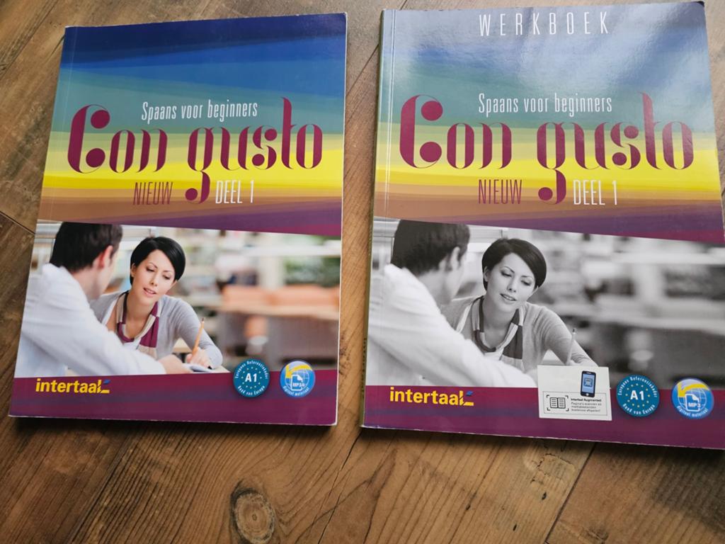 Con gusto deel 1 werkboek + tekstboek A1 Spaans lntertaal, Boeken, Ophalen, Zo goed als nieuw