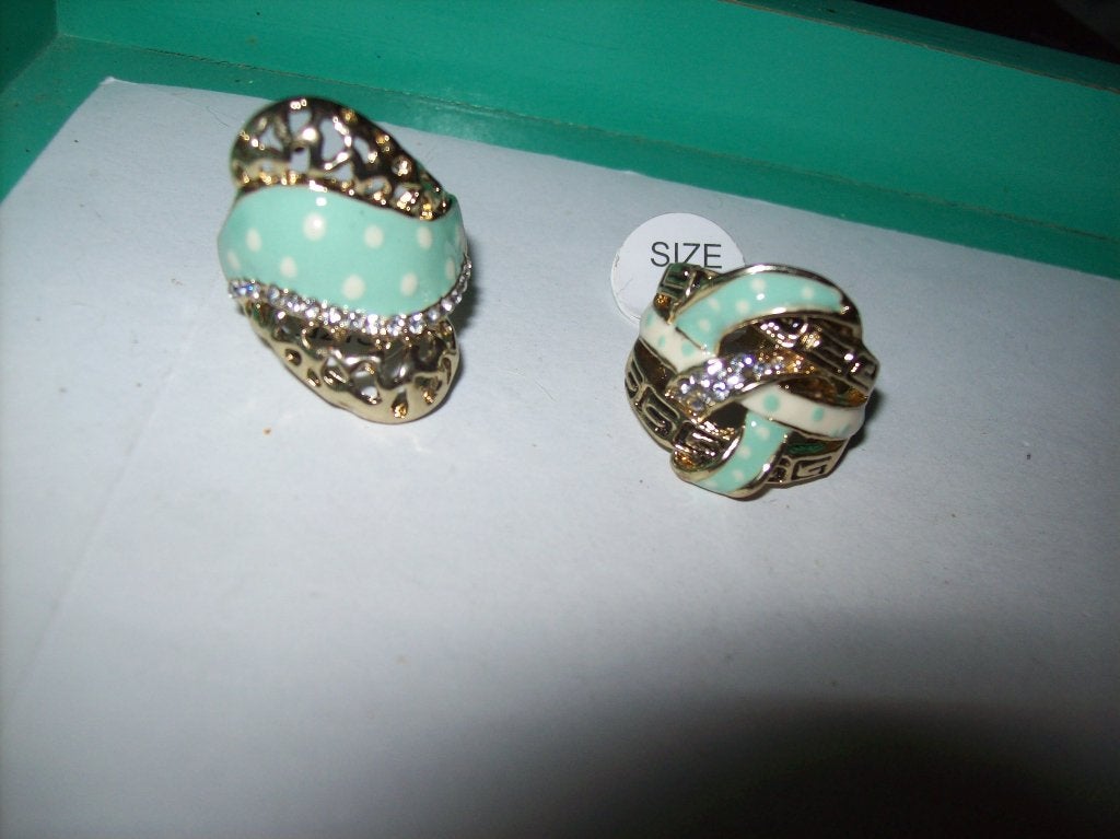 Ringen set Goud Meer kleur strass Mooie modellen Maat 18, Verzenden, Nieuw, Dame, Goud