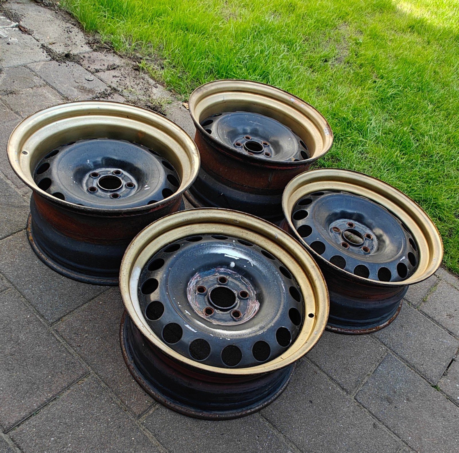 5x100 verbreed staal breedset 16inch, Ophalen, Gebruikt, Velg(en), 16 inch