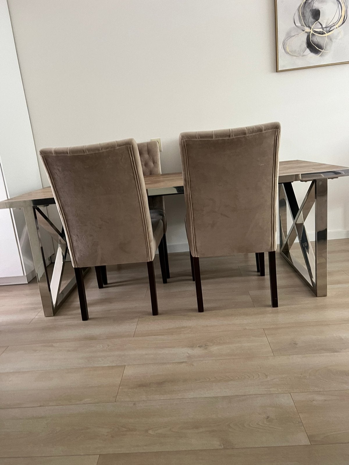 Richmond tafel met 4 Rofra stoelen, Huis en Inrichting, Tafels | Eettafels, Ophalen, Overige materialen, 200 cm of meer, 50 tot 100 cm
