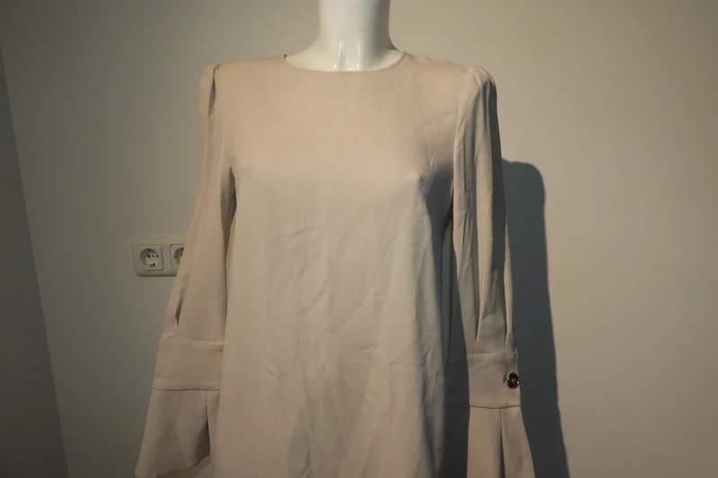 Elisabetta Franchi poeder roze jurk uitlopende manchet I42, Knielengte, Roze, Maat 36 (S), Gedragen